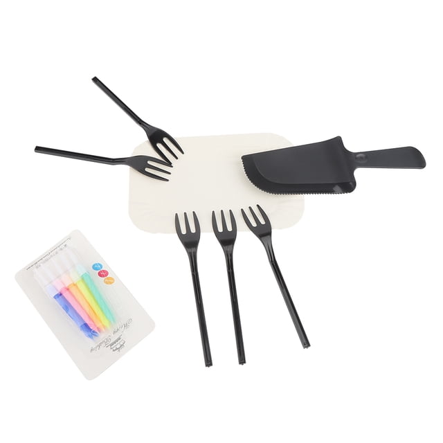 Juego de cubiertos para fiestas con platos de papel ecológicos: tenedores, cuchillos y palas para tartas para cumpleaños y celebraciones sostenibles