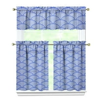 Kitchen Curtains 36 Inch Short - 3 Panel Set, Mermaid Ocean Underwater Coral Design, Rod Pocket Window Curtain, 100% Polyester, Easy Wash for Farmhouse, Nautical Kitchen, Bathroom