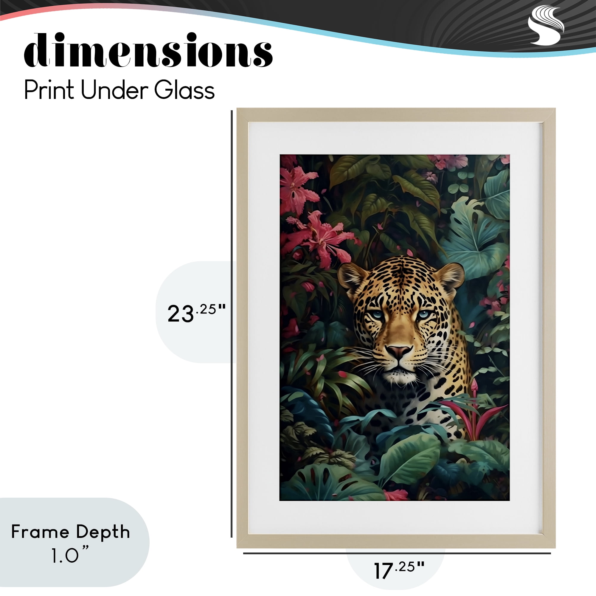 Stupell Industries Jaguar with Silent Emerald Gaze Birch Framed Print Under Glass, design by Creative Studio