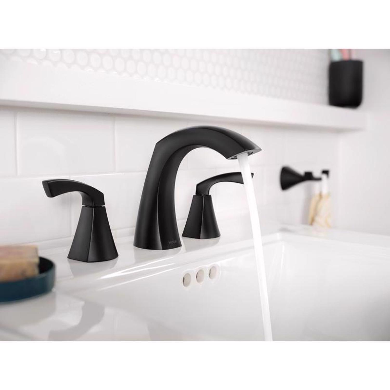 Moen Lindor Matte Black Bathroom Faucet 8-16 in.