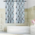 thumbnail image 7 of Haperlare 28"W x 45"L Kitchen Curtains Moroccan Printed Cotton Blend Blackout Tier Curtain for Cafe Bathroom, Teal/Gray, Set of 2, 7 of 7