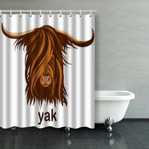 ARTJIA Head Yak Emblem Mascot Shower Curtains Bathroom Curtain 60x72 Inch
