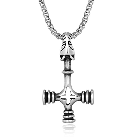 Soleilie Cross Necklace for Men Silver Cross Chain Stainless Steel Pendant for Women Goth Necklace Gothic Christian Jewelry