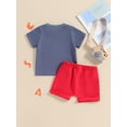 thumbnail image 5 of Suealasg 2Pcs Toddler Baby Boy 4th of July Clothes Set Short Sleeve Star Stripe Print Tops+ Shorts Set 0-24 Months Newborn Summer Independence Day Memorial Day Outfits, 5 of 8
