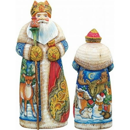 G.Debrekht 213630 Woodcarving Merry Moose 10 in. - Woodcarved Santa