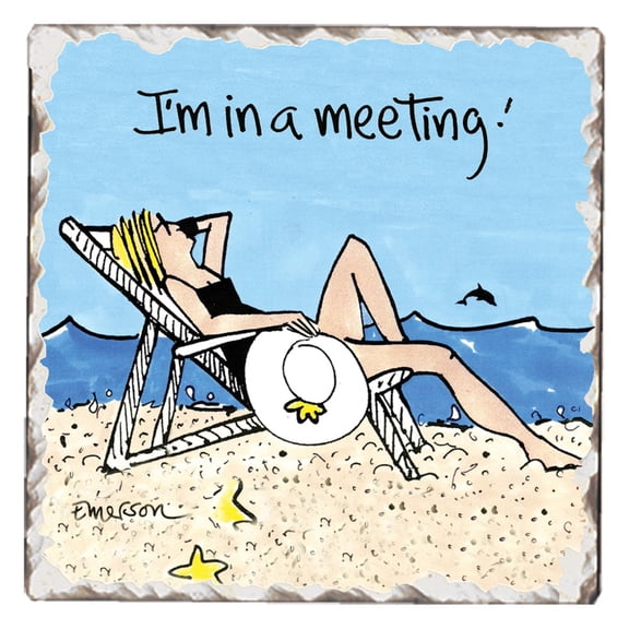 Thirstystone In a Meeting Single Tumbled Tile Coaster Create Your Own Set