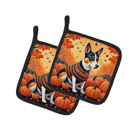 Basenji Fall Pair of Pot Holders
