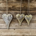 thumbnail image 2 of Set of 3 Handmade Wooden Heart Ornaments, Carved from The Holy Land, Golden Foil with White Finish, Rustic Wedding & Valentine’s Décor, Unique Heart-Shaped Decorations for Gifts & Special Occasions., 2 of 4