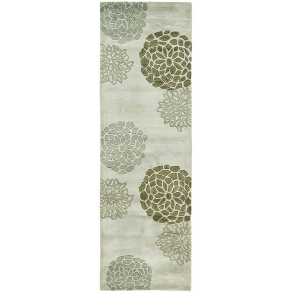 SAFAVIEH Soho Brisbane Floral Wool Runner Rug, Light Grey, 2'6" x 14'