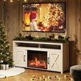 thumbnail image 7 of BELLEZE 58" TV Stand with 23" Electric Fireplace, Barn Door TV Stand for TVs up to 60", Wood Entertainment Center with Open Shelves and Cabinets - Corin (White), 7 of 7