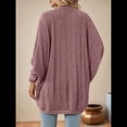 thumbnail image 4 of Suéter Cárdigan Extragrande de Punto Suave para Mujer con Bolsillos Rosa L, 4 of 9