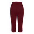 thumbnail image 5 of Wutalume Women's High Waist Side Slit Capri Pants with Pockets Elastic Wide Leg Casual Loose Fit Summer Beach Trousers,Wine XL, 5 of 6
