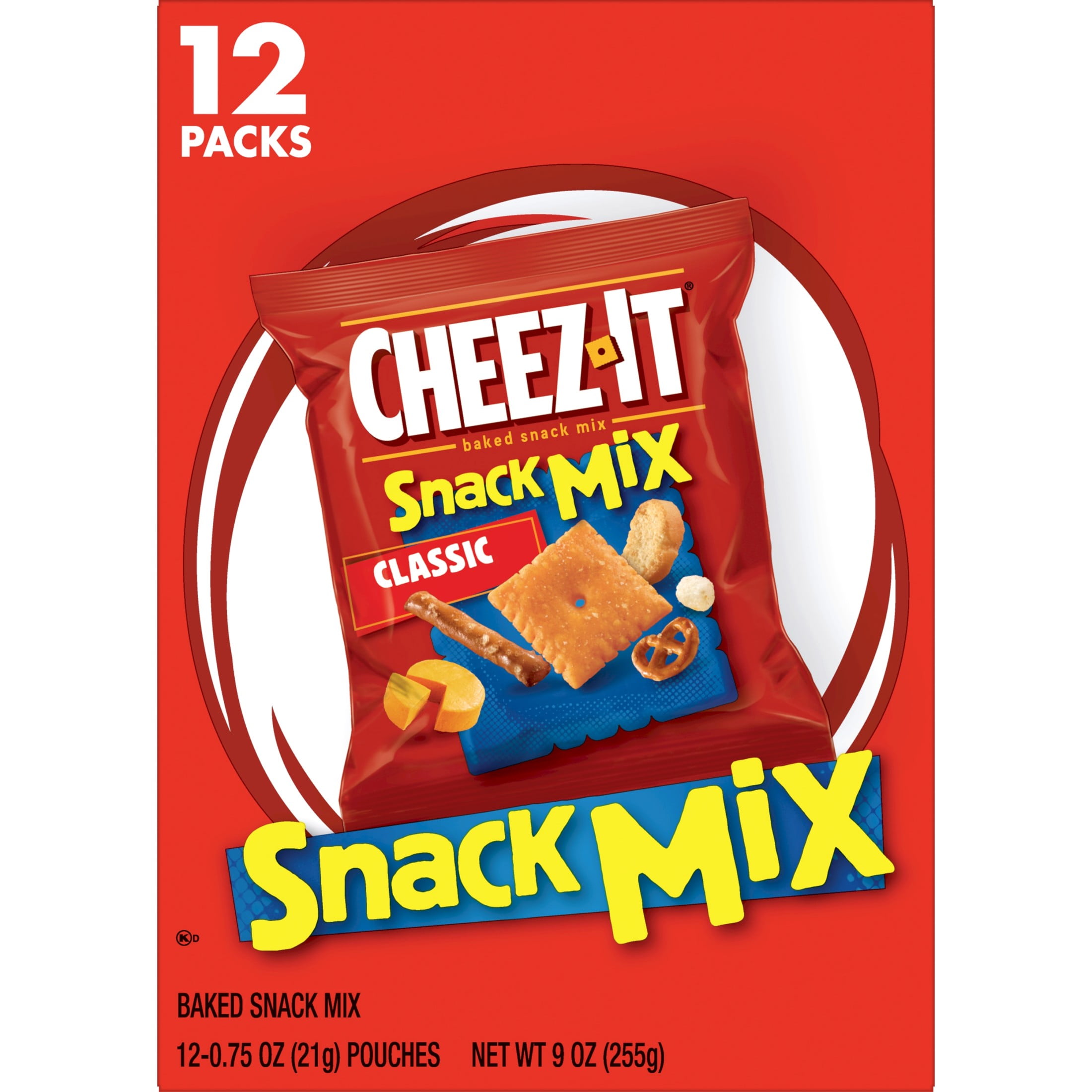 (4 pack) Cheez-It Classic Snack Mix, Lunch Snacks, 12 Count