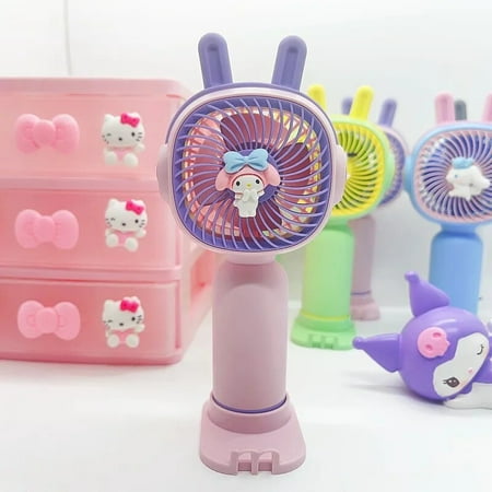 

Sanrio Kuromi Fan USB Mini Wind Power Handheld Hello Kitty Fan Convenient And Ultra-quiet High Quality Portable Office Fan Gifts