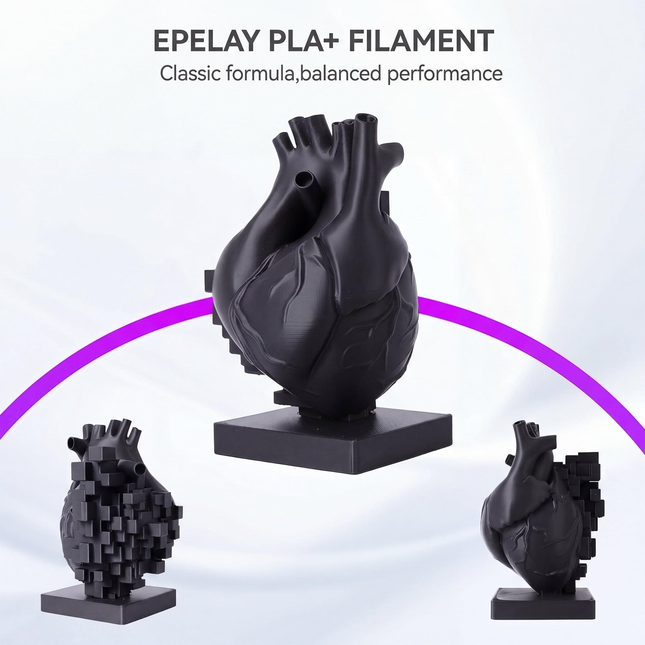 Epelay PLA Plus 3D Printer Filament, 1.75mm, 4 x 1kg Spools, Black & White, Compatible with Most FDM Printers