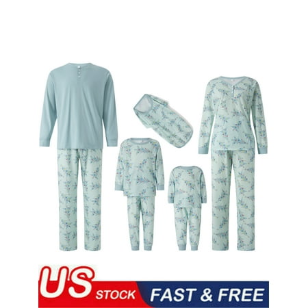 

Family Matching Christmas Pajamas Xmas Tree Print/Solid Long-Sleeved Tops Trousers/One-Piece Jumpsuit/Dog Clothes