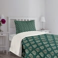 thumbnail image 5 of Ambesonne Damask Quilted Bedspread Set 2 Pcs, French Rococo Motifs, Twin Size, Dark Teal Eggshell, 5 of 6