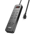 thumbnail image 2 of Huntkey Multiprise avec Cordon Robuste, 8 Prises et 2 Ports USB, Lot de Black (4, 2 of 7