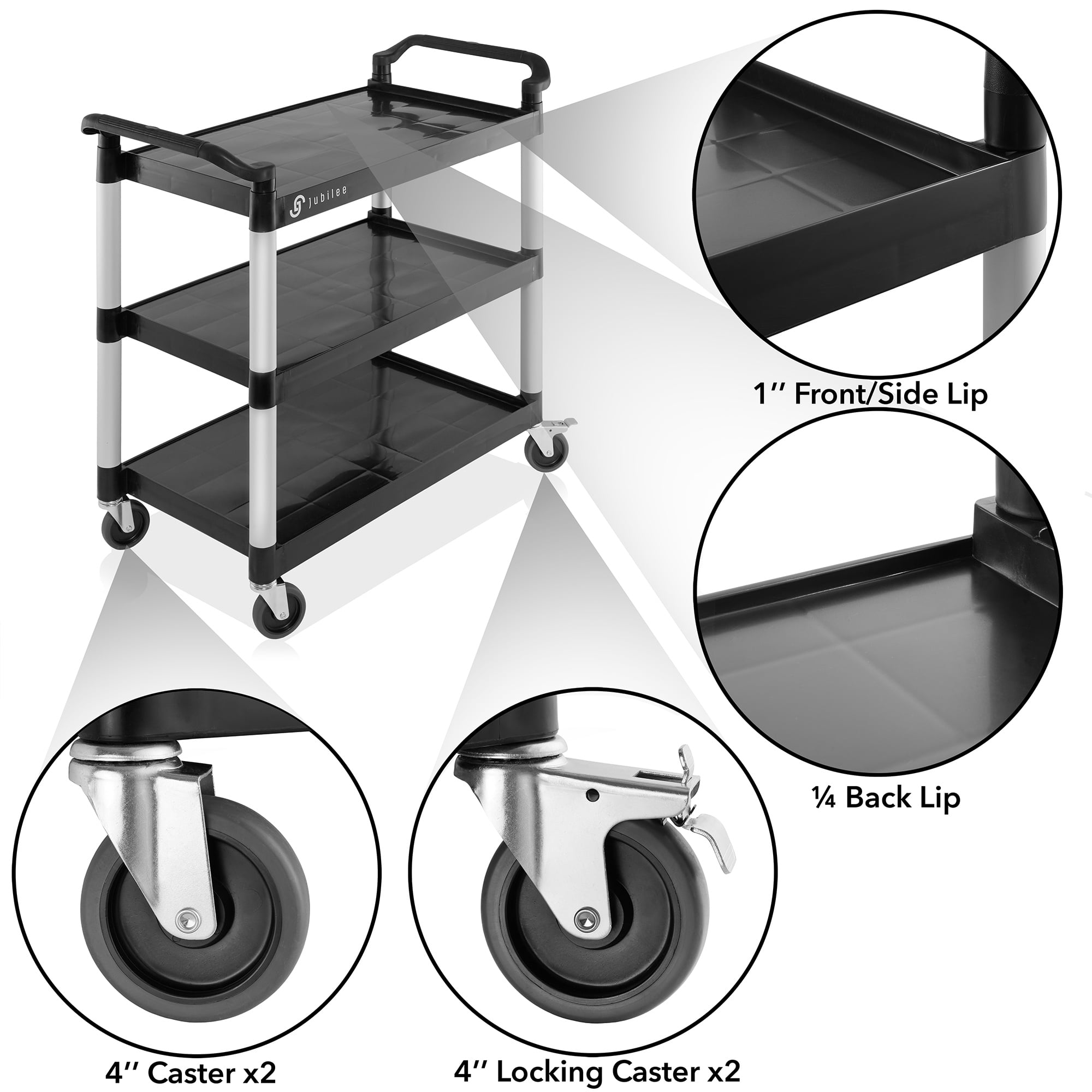 Jubilee Heavy-Duty 3-Tier Utility Service Cart with Wheels, 40.25