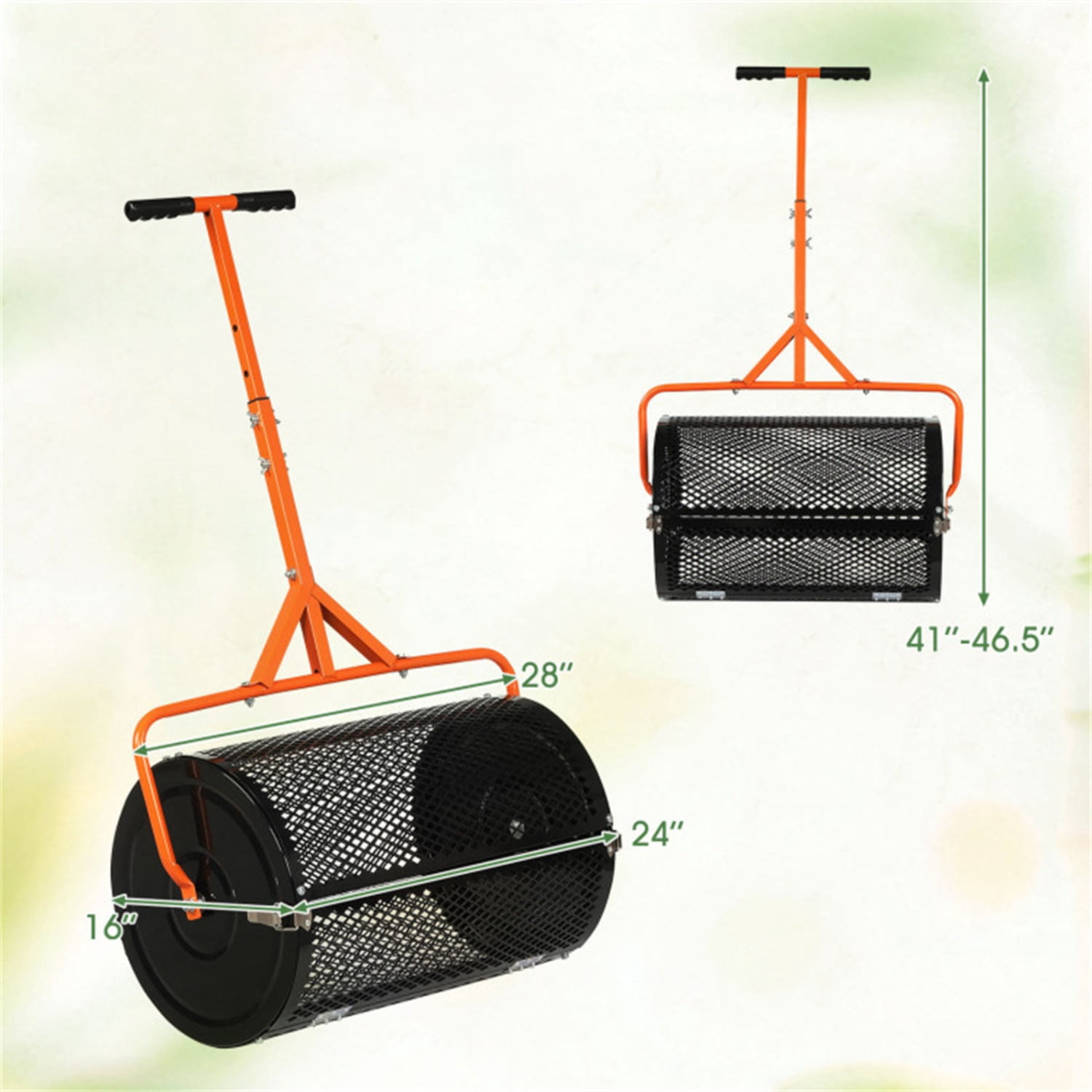 24" Lawn Topdressing Spreader with 0.75"×0.5" Mesh, Compost Spreader for Soil Sand Fertilizer Orange