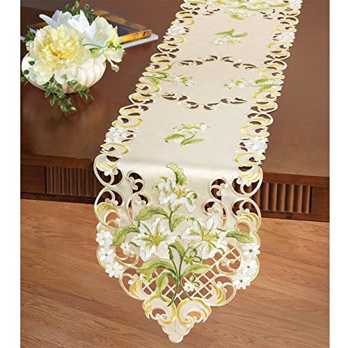 Collections Etc Embroidered Lilies Table Linens - Walmart.com - Walmart.com