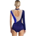 thumbnail image 2 of Alvivi Women Rhinestone Figure Ice Skating Dress Rhythmic Gymnastics Dance One Shoulder Fringed Leotard Navy Blue&Blue S, 2 of 7