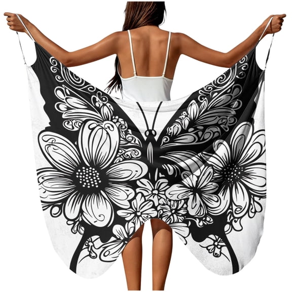 Enjoytime Women's Striped Bikini Cover Up Spaghetti Strap Sarong Bathing Suit Wrap Dress Lightweight Beach Cover Ups