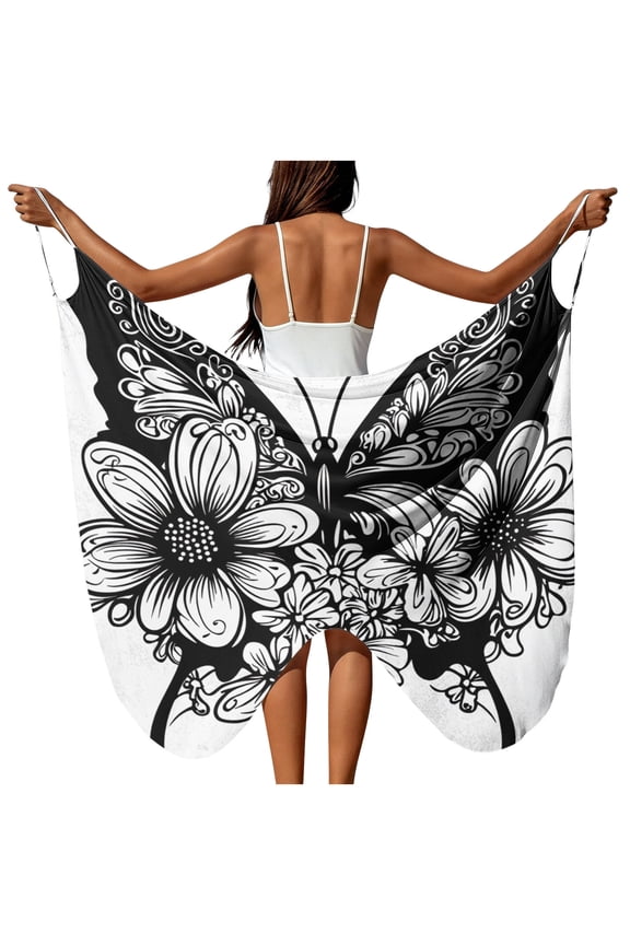 Swim Suit Coverup for Women Loose Fit Floral Swimsuit Cover Up Sarong Pareo Bathing Suit Cover Ups