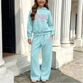 thumbnail image 6 of ITSAME Girls 2-Piece Letter Print Hooded Sweatshirt and Wide Leg Pants Set Fleece-Lined Warm Outfit Size 5T, 6 of 6