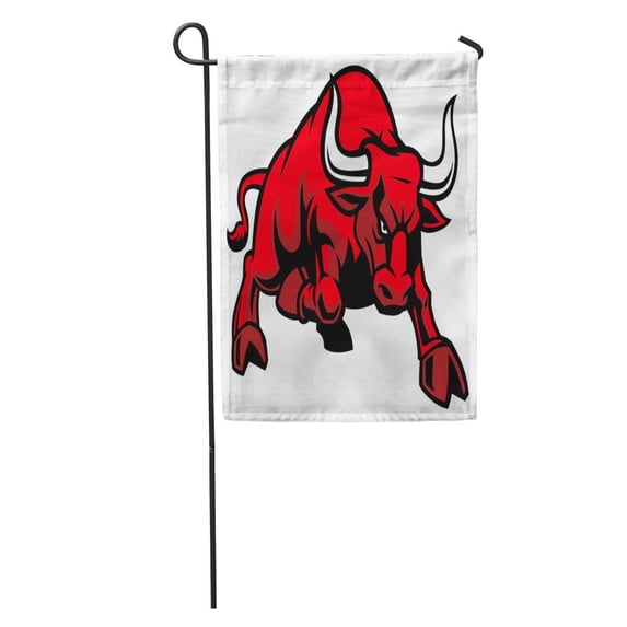 SIDONKU Red Mascot Charging Bull Angry Buffalo Longhorn College Matador School Garden Flag Decorative Flag House Banner 12x18 inch