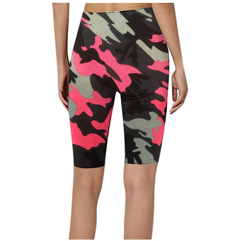 Sakmal Cycling Womens Shorts Gym Running Yoga Pink Camo High