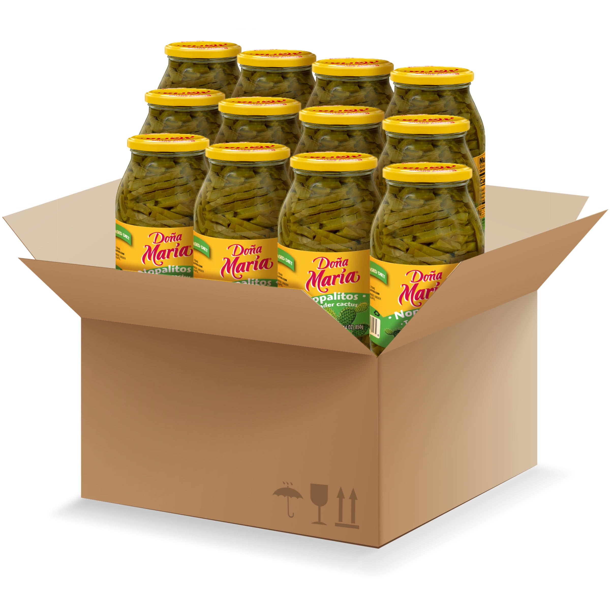 DONA MARIA Nopalitos, Tender Cactus, Shelf-Stable, Sliced, 30 oz Glass Jar