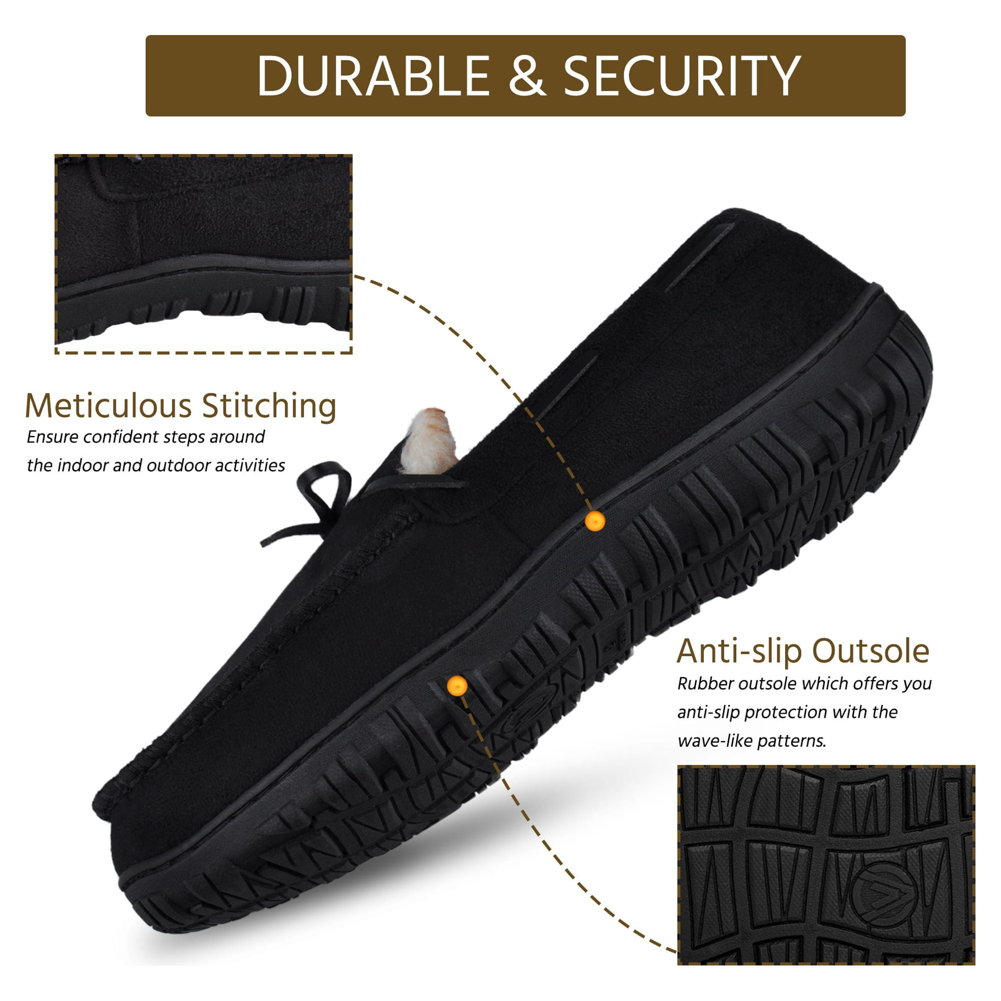 Magtoe Men's Memory Foam House Slippers - Slip-On Moccasin With Plush Lining, Indoor/Outdoor Warm Slippers - View #6