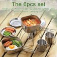 thumbnail image 4 of Riwcyla 6pcs Camping Cookware Set Portable Picnic Cookware Kit Stainless Steel Travel Tableware Cooking Accessory, 4 of 6
