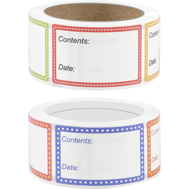 2 rollos de 400 etiquetas adhesivas para alimentos, etiquetas para congelador de 1 x 1,6 pulgadas, etiquetas de fecha fáciles de despegar para alimentos