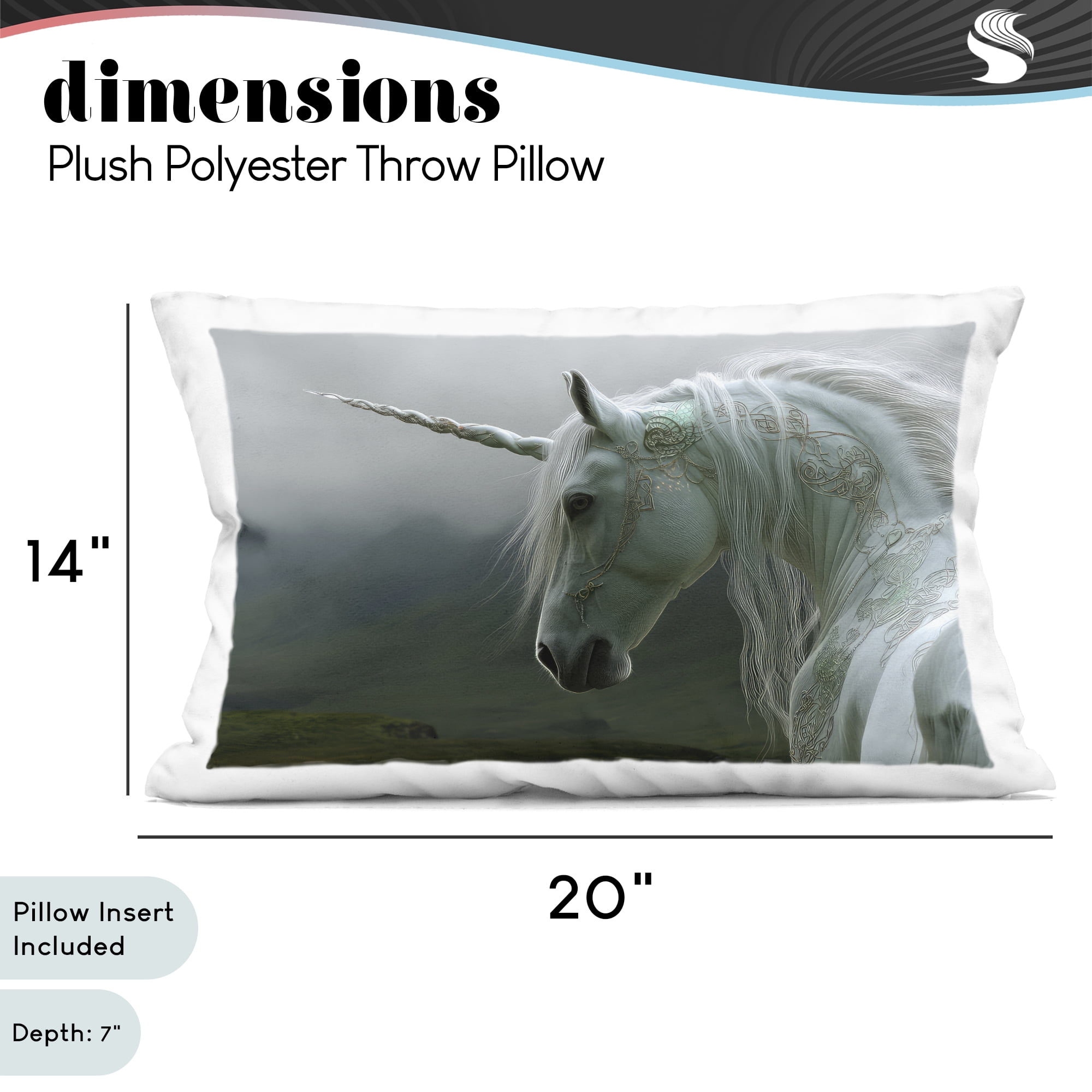 Stupell Industries Dreamy Celtic Unicorn Decorative Printed Throw Pillow, design by The Wands Want, 14 x 7 x 20