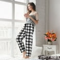 thumbnail image 5 of Logiee Black White Plaid Print Women Pajama Pants,Comfy Pj Bottom with Pockets & Drawstring,Stretch Casual Sleepwear-XX-Large, 5 of 6