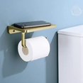 thumbnail image 5 of Brushed Gold Toilet Paper Holder with Shelf,Wall Mounted Bathroom Accessories Tissue Roll Dispenser with Detachable Frosted Crystal Acrylic Storage Shelf,Suit for Bathroom, 5 of 5