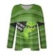 thumbnail image 5 of Camisetas navideñas del Grinch: pijamas a juego para mujer, tallas grandes, camisetas de manga larga con estampado, cuello en V, ropa informal, camisetas, pijamas navideños a juego para la familia,, 5 of 6