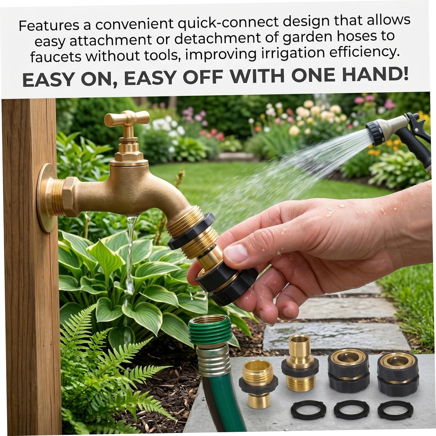 Garden Hose Quick Connect Set (4-Piece) — Aluminum Alloy, 3/4-Inch Connection, Suitable for Watering and Car Washing