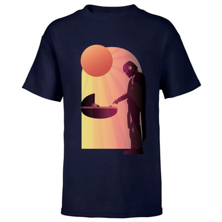 Star Wars The Mandalorian The Child Discovery Silhouette - Short Sleeve T-Shirt for Kids - Customized-Navy