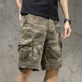 thumbnail image 3 of Pantalones cortos cargo para hombre, estilo medio camuflaje, bermudas masculinas, Y2k, bolsillo frontal, cintura elástica, anchos, cómodos y holgados, novedad de 2025, 3 of 5