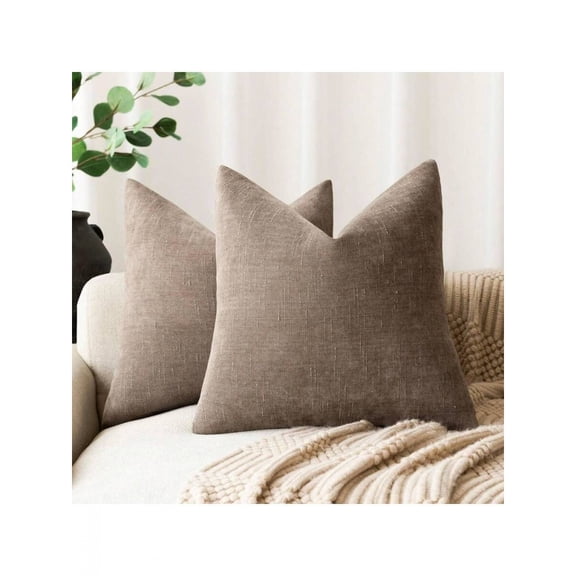Taupe Chenille Textured Throw Pillow Cover For Sofa Bed Chair Decor