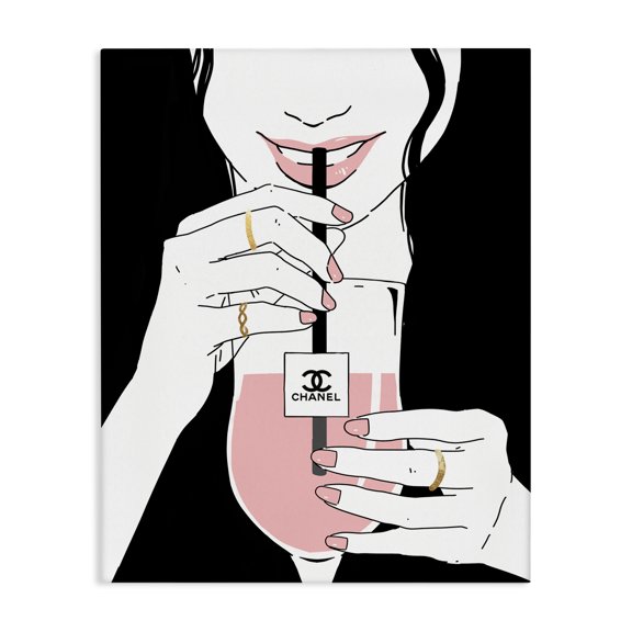 Stupell Industries Contemporary Girl Sipping Drink with Style Canvas Art, 16 x 20, by Ziwei Li