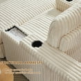 thumbnail image 5 of Aukfa 43" Corduroy Chaise Lounge w/ 2 Cupholders, Storage Bench & Arm, Plush Chair Bed, Beige, 5 of 9