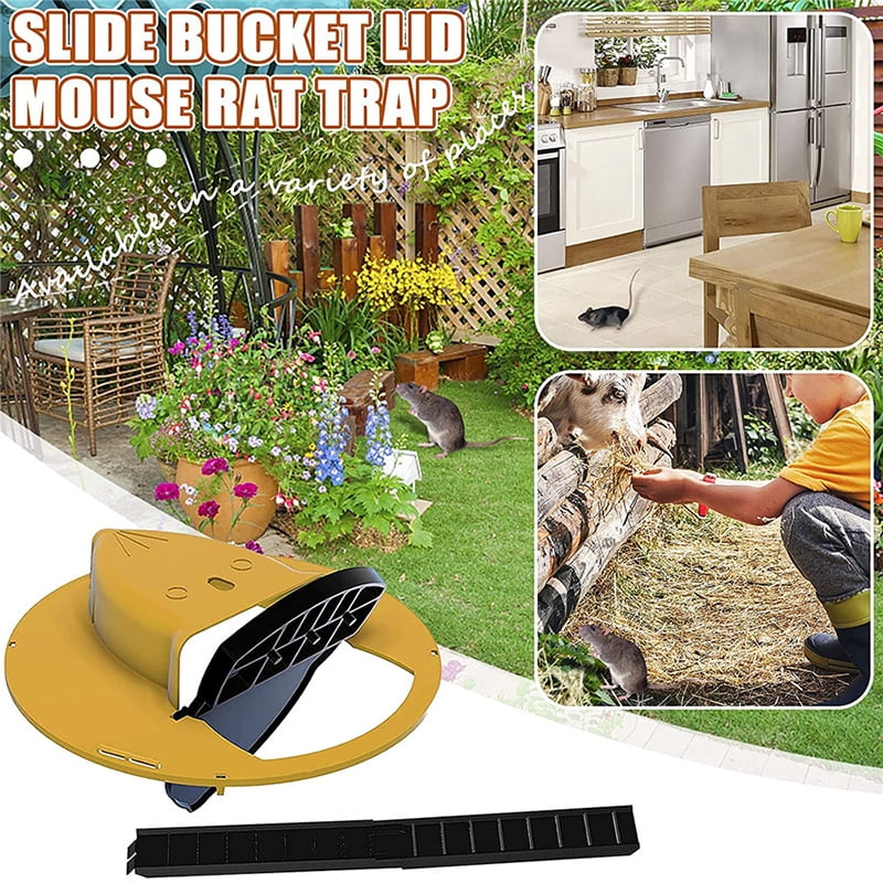No-Touch Mice Trap Pet/Kids Friendly Not Included Bucket Recyclable Mouse Traps Indoor Outdoor Yellow Rolling Bucket Lid Humane Mouse Traps HIKATOP Mouse Trap Rat Traps Mouse Traps Rat Trap Auto-Reset 