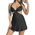 thumbnail image 4 of xiaxaixu Mini Robes pour les Femmes Licol Sans Manches Buste Froncé Couleur Unie Robe de Satin Fluide, 4 of 7