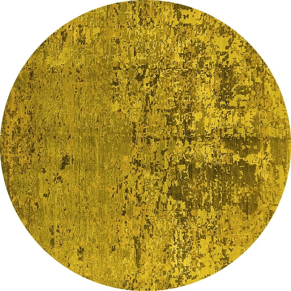 Ahgly Company Indoor Round Oriental Yellow Industrial Area Rugs, 5' Round
