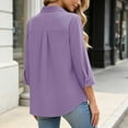 thumbnail image 5 of Maplenight Button Down Shirts for Women 3/4 Sleeve Collared Shirt with Pocket Relaxed Fit Work Office Business Casual Tops, 5 of 6