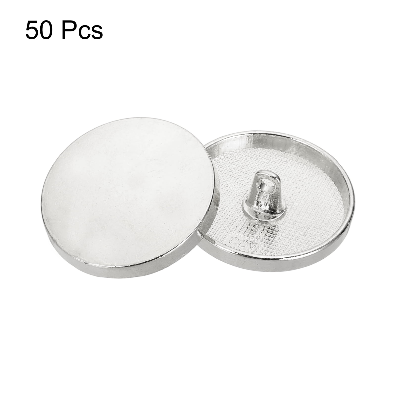 50pcs 44L Metal Round Flat Sewing Buttons 28mm Alloy Shank Craft Replacement Button for Men Women Suit Woolen Coat Shirt Trousers Sewing Crafts, Silver Tone